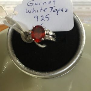 Garnet stone with white topaz stones